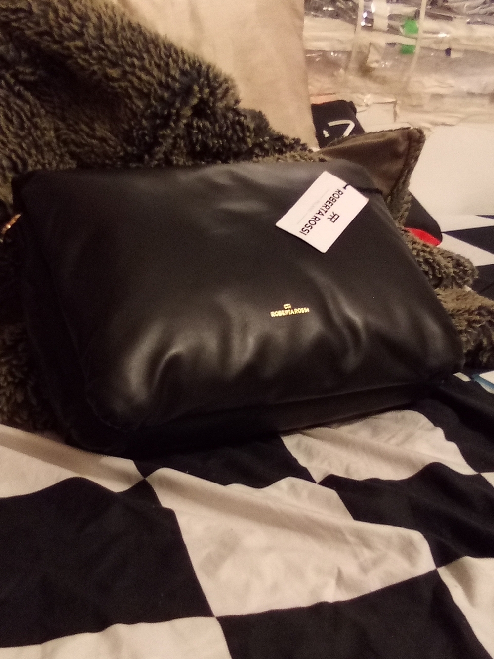 Black Women's Laptop Bag with Gold Accent